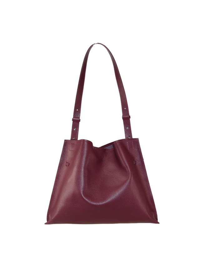 Leather shoulder bag with shoulder...