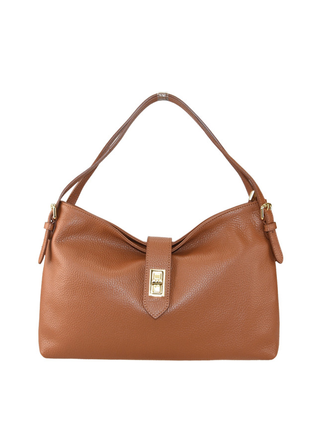 Leather shoulder bag with shoulder...
