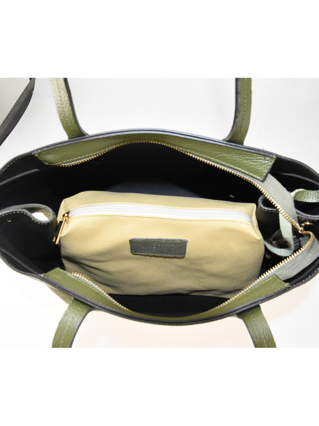 Leather shoulder bag with shoulder...