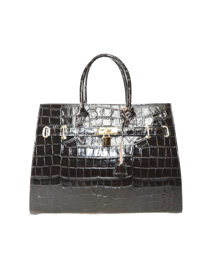 Stamp leather hand bag with shoulder...