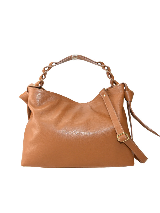 Leather shoulder bag with shoulder...