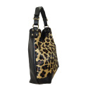 Fur leather shoulder bag with shoulder strap - AZ45850