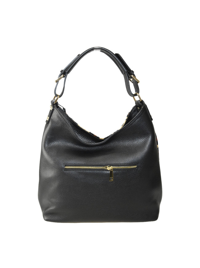 Fur leather shoulder bag with...