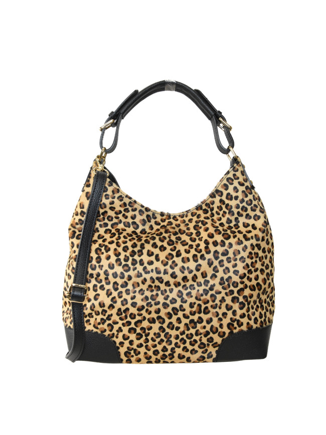 Fur leather shoulder bag with...