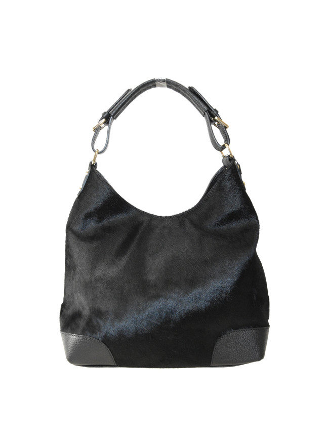 Fur leather shoulder bag with...
