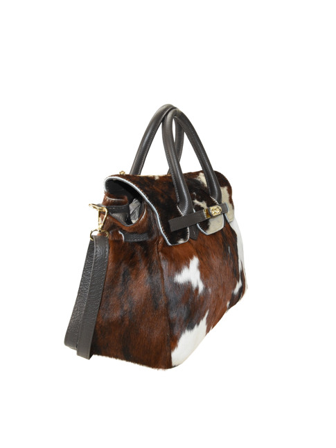 Fur leather hand bag with... 2