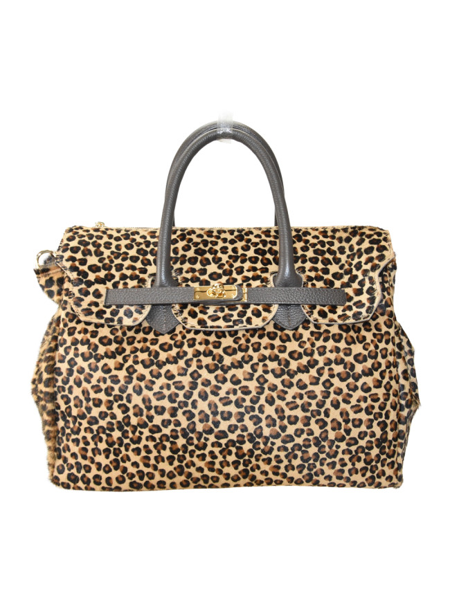 Borsa a mano in pelle e pelliccia...