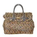 Borsa a mano in pelle e pelliccia cavallino con tracolla - CH65872
