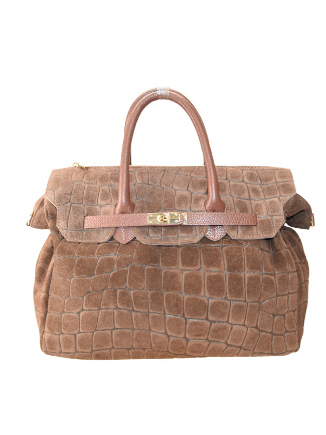 Stamp leather hand bag with shoulder...