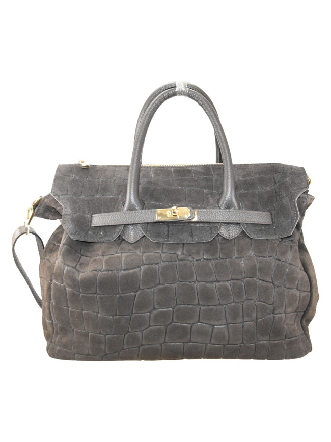 Stamp leather hand bag with shoulder...
