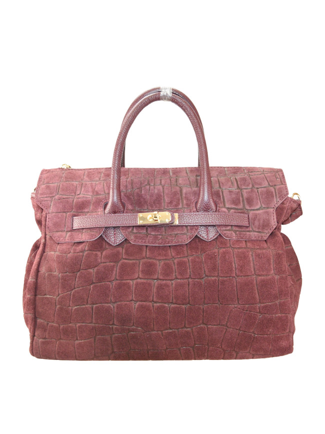 Stamp leather hand bag with shoulder...