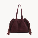 Shoulder eco-leather bag with fringes - 52156