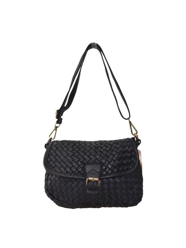 Woman washed woven leather bag - JU43847