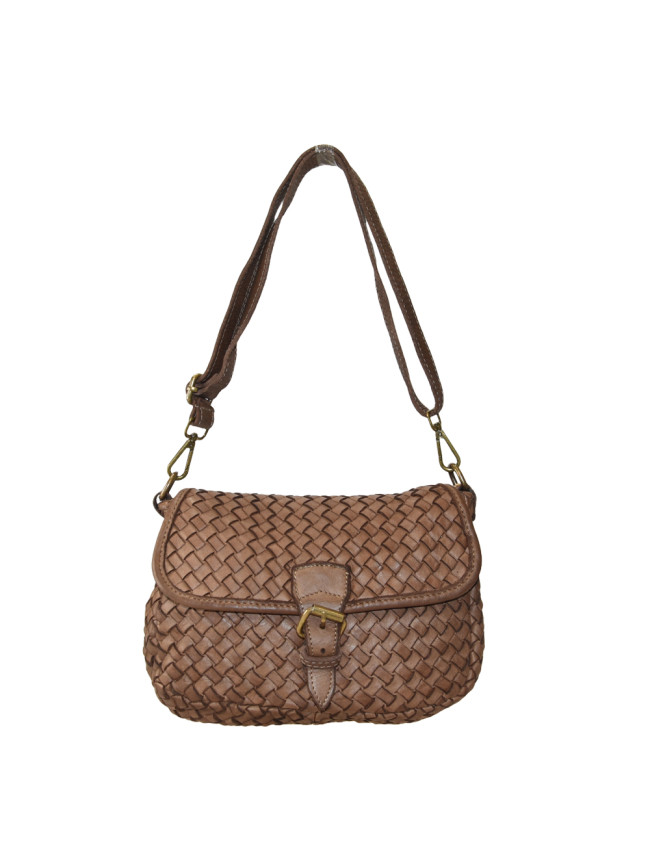 Woman washed woven leather bag - JU43847