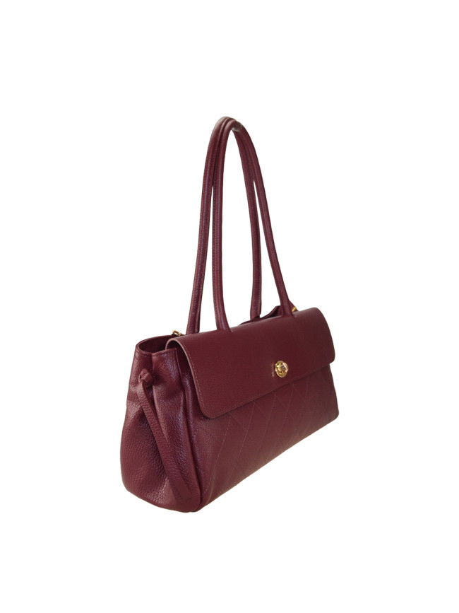 Leather shoulder bag with shoulder...