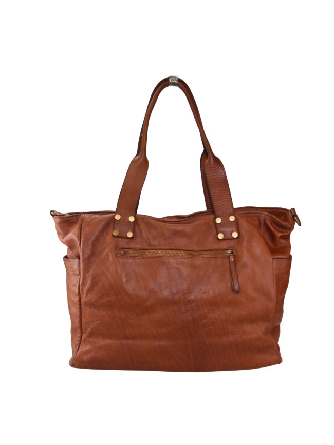 Woman washed leather shoulder bag -...