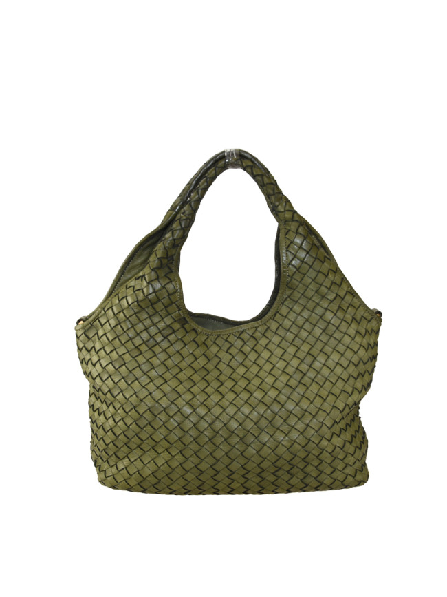 Woman washed woven leather bag - VD59865