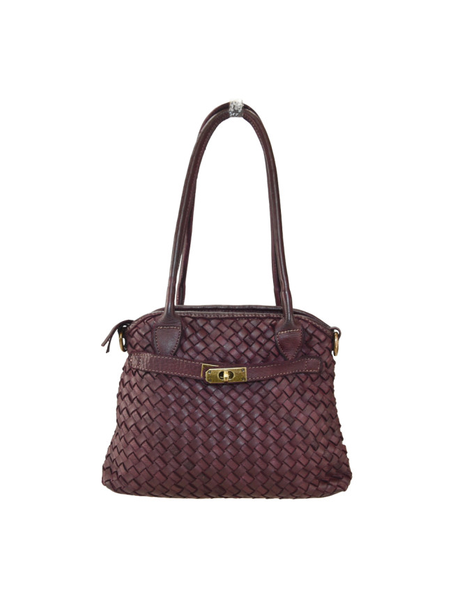 Woman washed woven leather bag - ZH45850