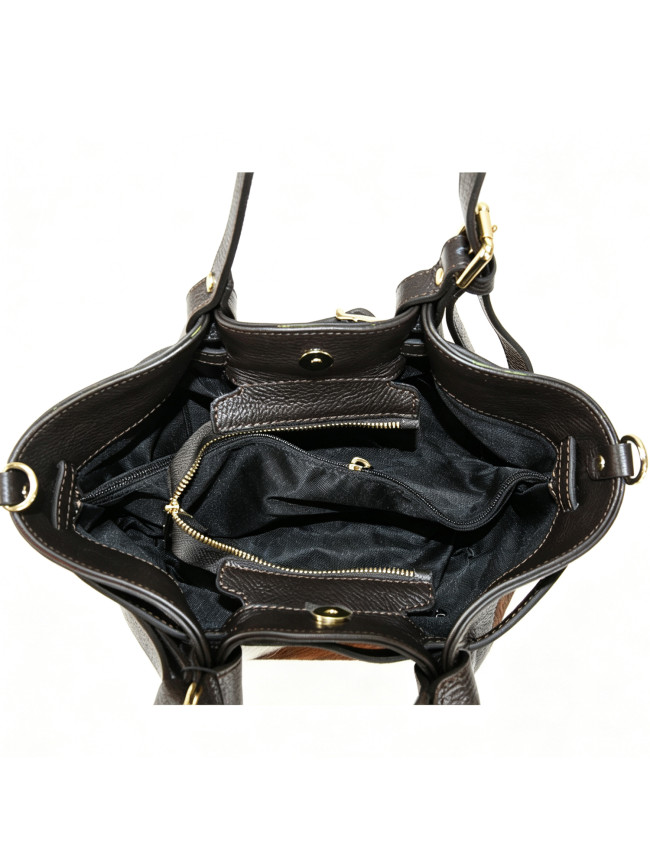 Leather & fur hand bag 100% made...