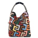 Leather shoulder bag with patchwork - 1079