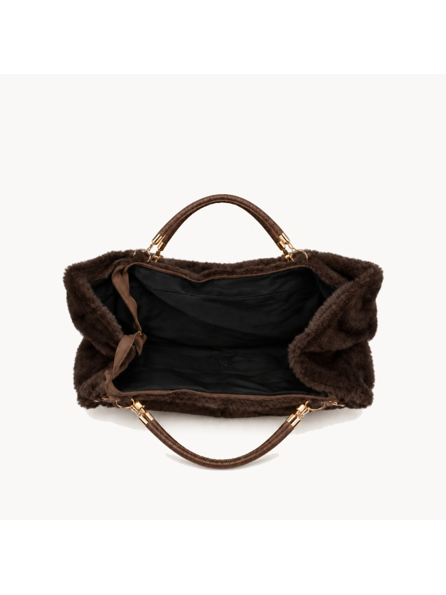 Woman synthetic fur shoulder bag with...