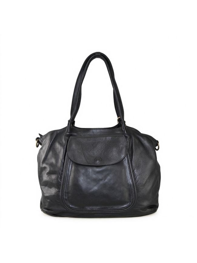Woman vintage leather with shoulder...