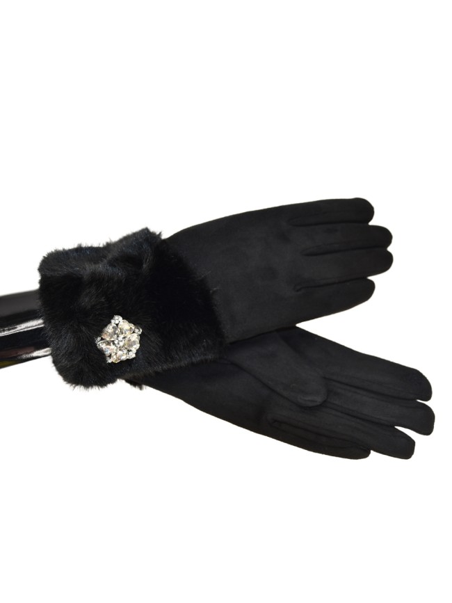 Glove soft fabric with synthetic fur...