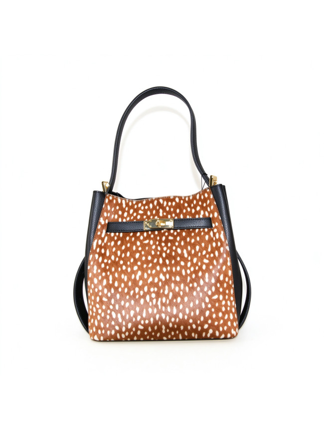 Borsa a mano in pelle e pelliccia...