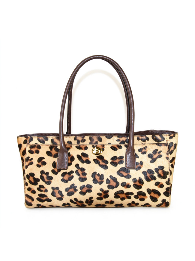 Fur & leather hand bag with shoulder...