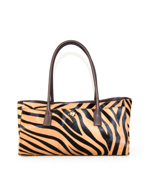 Fur & leather hand bag with...