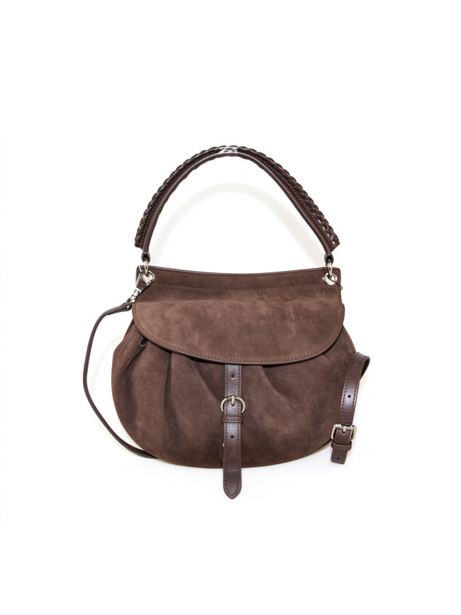 Leather shoulder bag with shoulder...