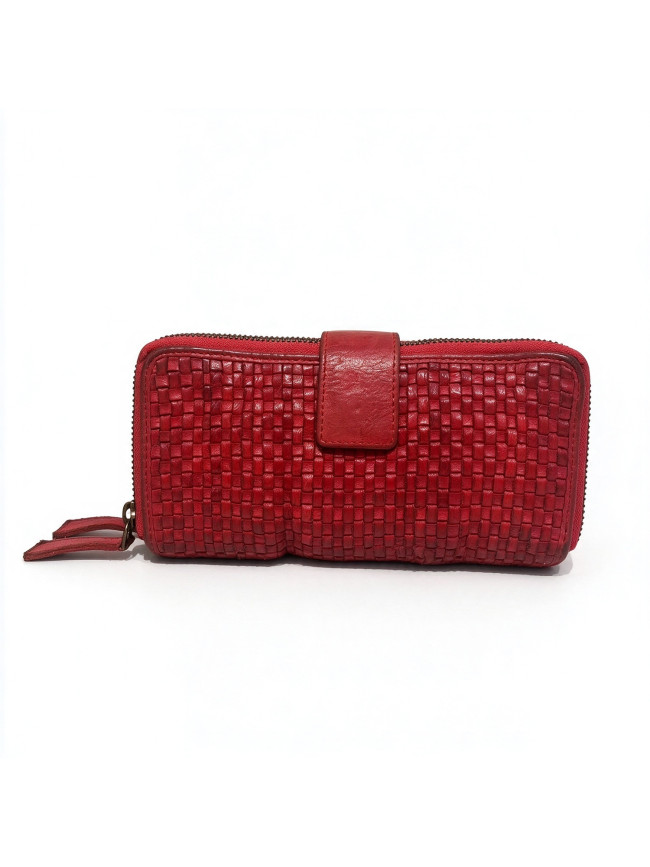 Woman washed woven leather wallet - 6896