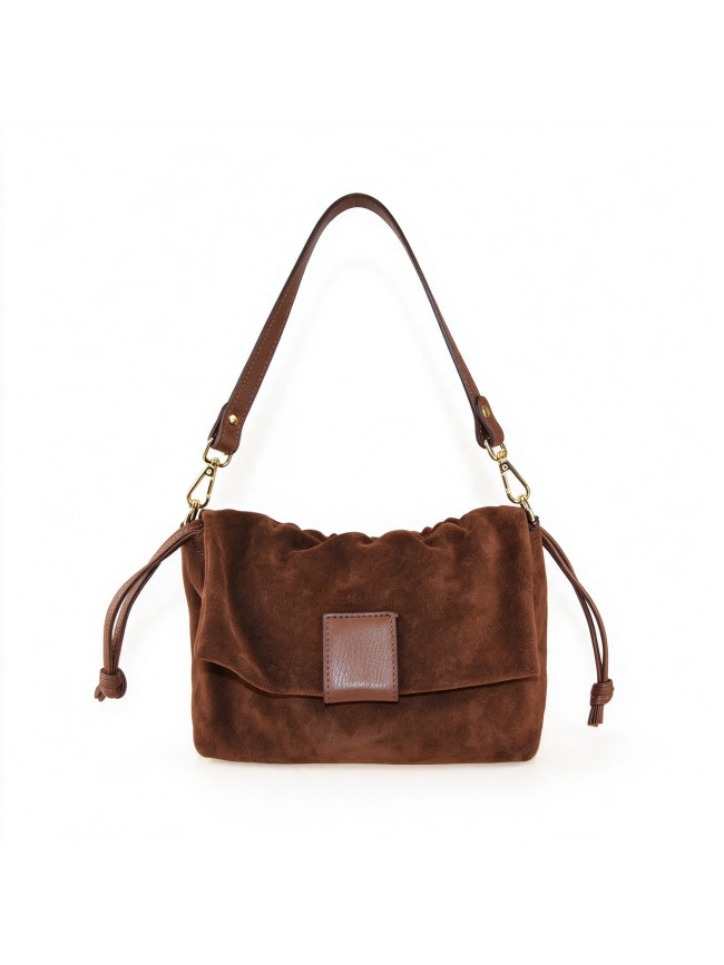 Leather shoulder bag with shoulder...