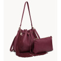 Borsa secchiello a spalla donna in ecopelle con frange a tracolla - 55023