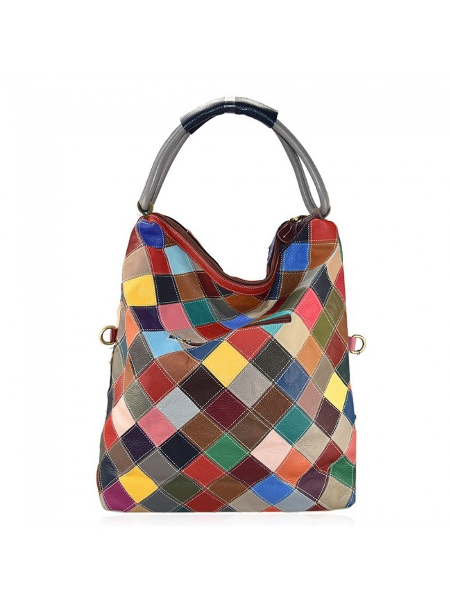 Leather shoulder bag with patchwork -... Leather shoulder bag with patchwork -...