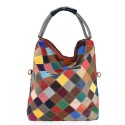 Leather shoulder bag with patchwork - 1079