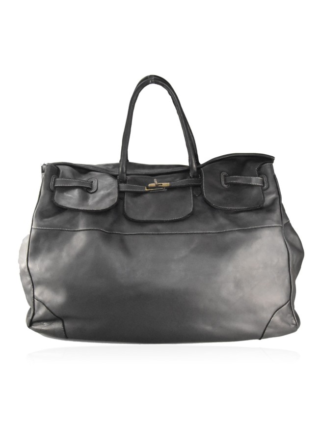 Unisex vintage leather travel bag -...