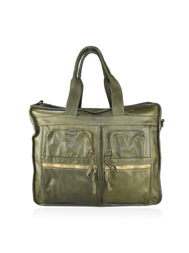 Unisex washed leather hand bag - YB75883