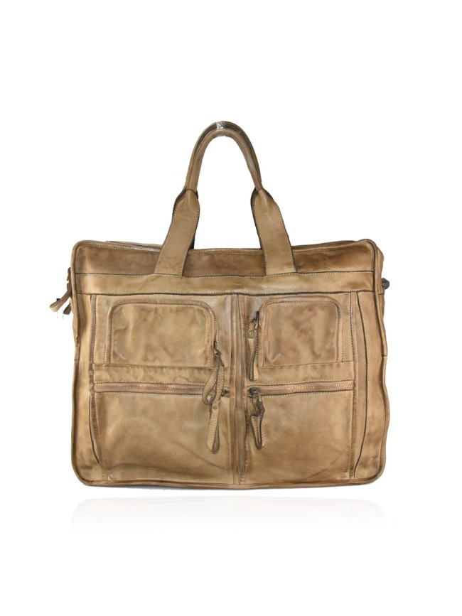 Unisex washed leather hand bag - YB75883
