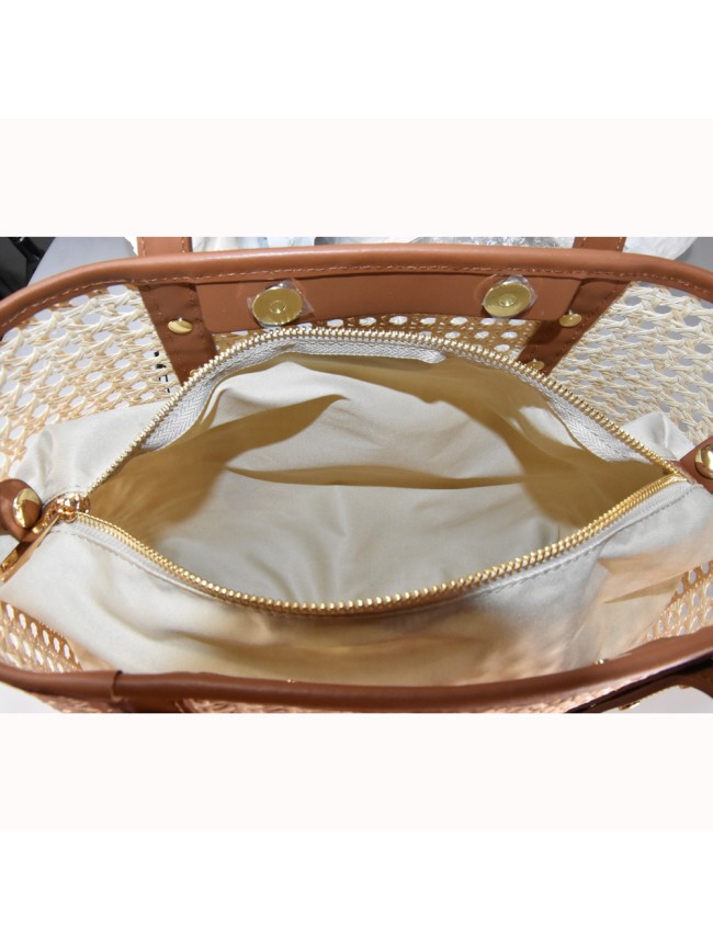 Borsa a spalla in pelle e paglia di... Borsa a spalla in pelle e paglia di...