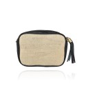 Borsa a tracolla in pelle e juta - JT19821